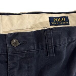 Polo Ralph Lauren Chino Pants Mens 32 x 28 Navy Blue Cotton Flat Front Trousers